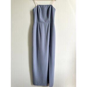 WAYF Women's The Mila Strapless Slit Column Gown In Dusty Blue Size M